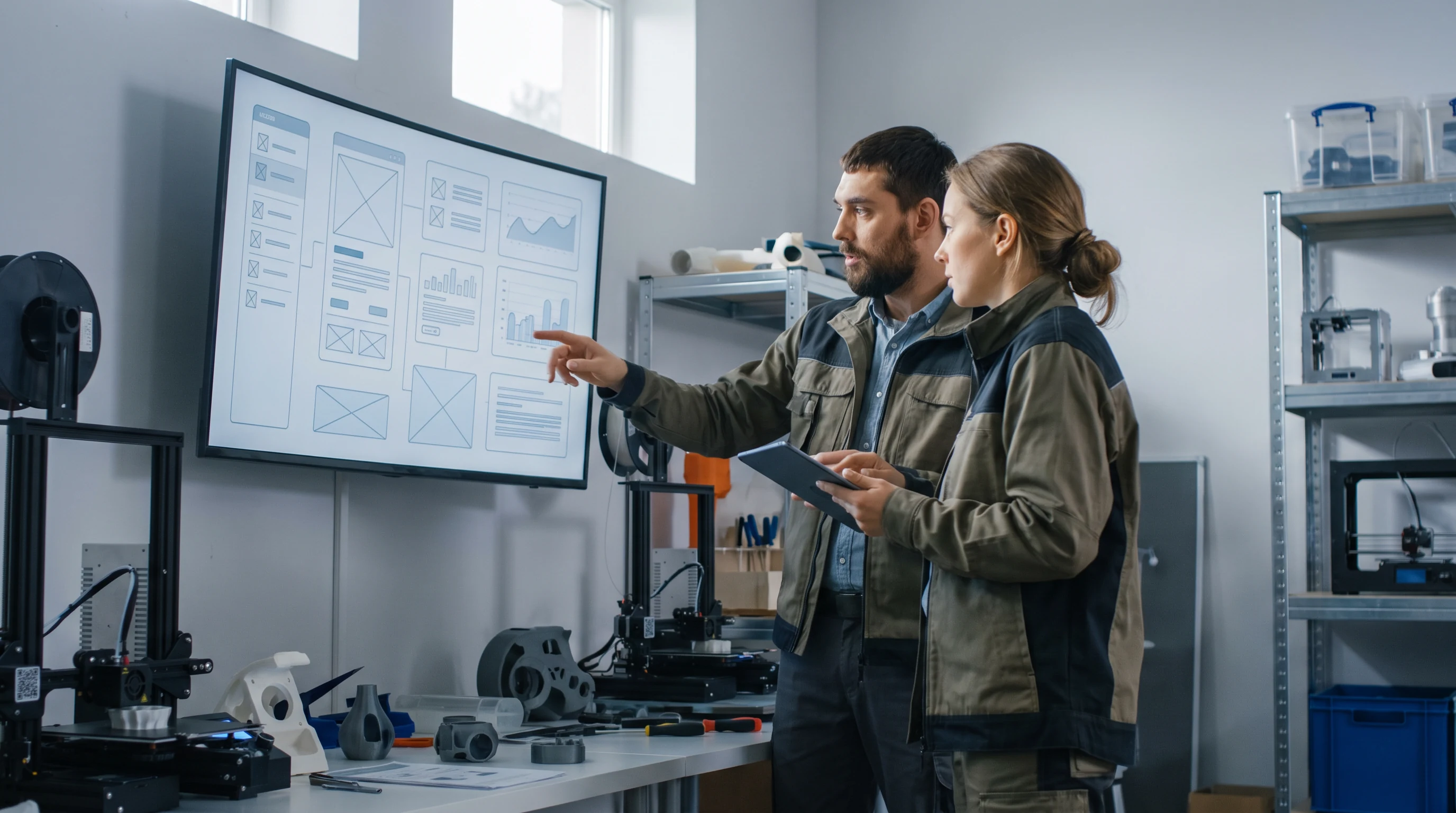 Developers reviewing a service diagram